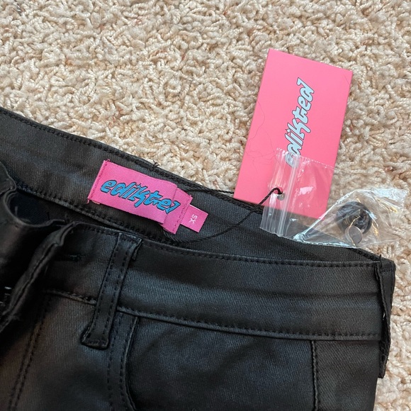 Petite Luna Faux Leather Flare Jeans - Picture 8 of 8